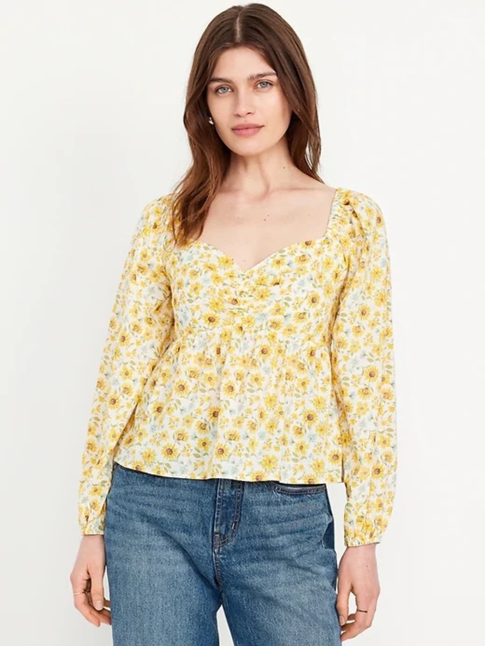 Old Navy Sunflower Floral Long Sleeve Top size Medium